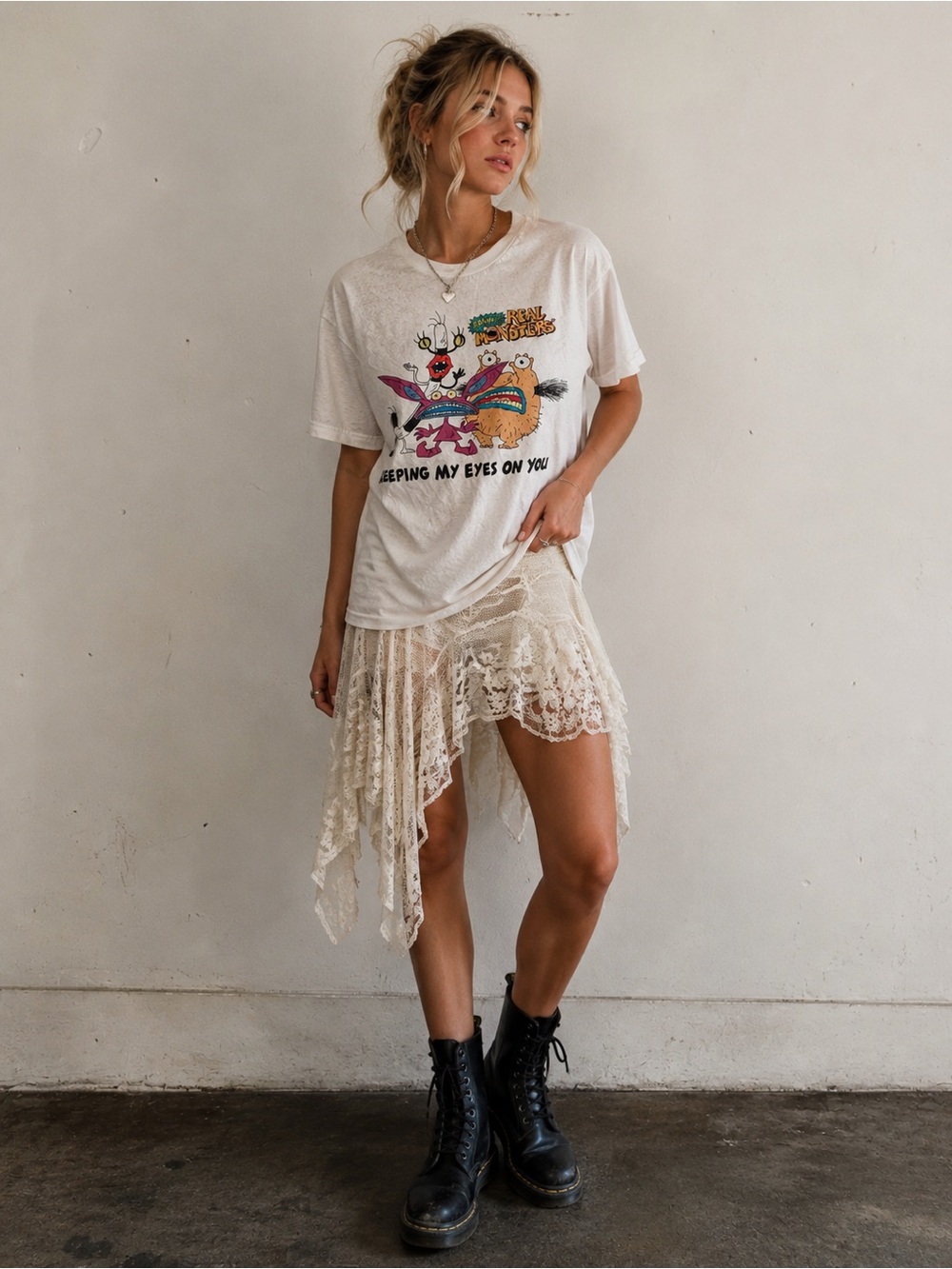 Nickelodeon White Graphic Short Sleeve Tee with Colorful Characters